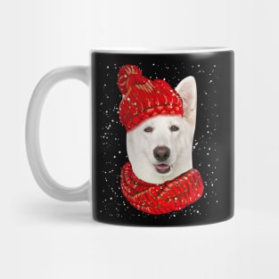 German Shepherd Wearing Red Hat And Scarf Christmas Mug